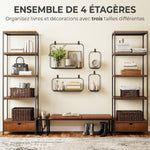 Lot de 4 étagères murales industrielles, étagères flottantes géométriques en métal, pour salon, chambre et bureau, noir