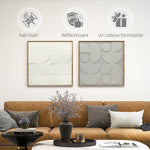 Lot de 2 tableaux abstraits 3D, décoration murale en bois géométrique, pour salon, chambre, bureau, 80 x 80 cm, blanc