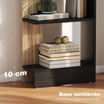 Bibliothèque Étagère de Rangement avec 5 Compartiments Ouverts 45 x 21 x 170 cm Noir et Chêne