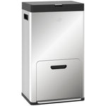 Poubelle rectangulaire à pédale poubelle cuisine 3 compartiments fermeture douce acier inox 45,7 x 35,8 x 76 cm argent