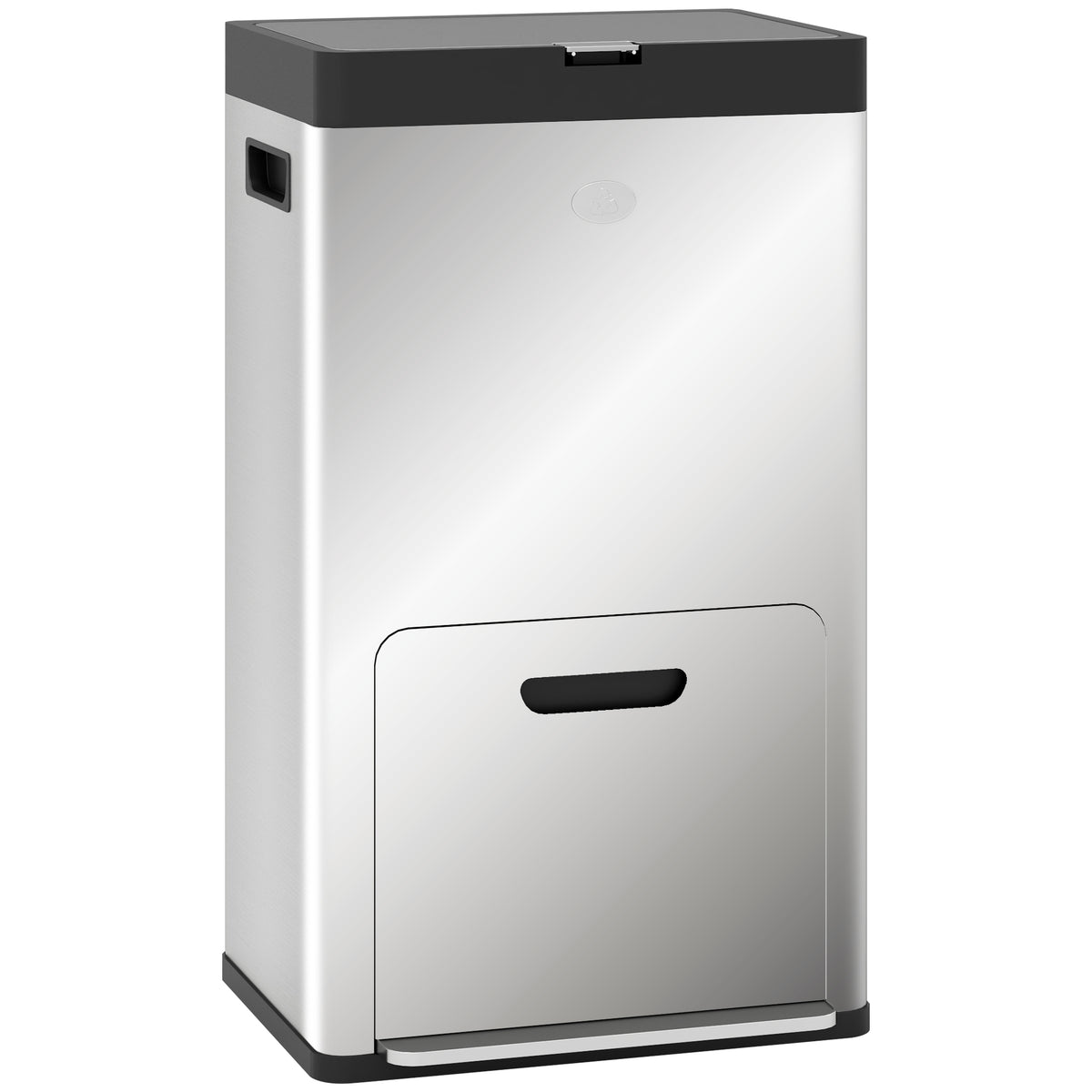Poubelle rectangulaire à pédale poubelle cuisine 3 compartiments fermeture douce acier inox 45,7 x 35,8 x 76 cm argent