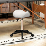 Sgabello con ruote, sedia da lavoro con altezza regolabile 45-57 cm e sedile ergonomico, 48x47x45-57 cm, bianco