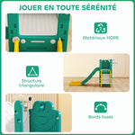 Toboggan pour tout-petits 5 en 1 toboggan autoportant pour enfant avec panier de basket, télescope, 178x70x86cm, jaune