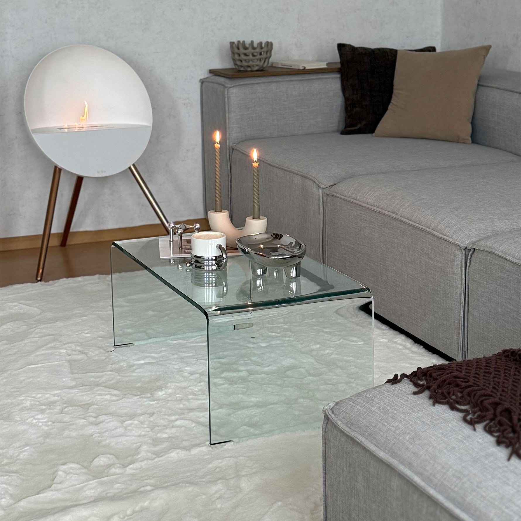 Table basse en verre table de salon rectangulaire design moderne en verre trempé avec bords arrondis sûrs transparent
