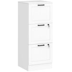 Caisson bureau, meuble rangement bois 3 tiroirs et serrure, barres de suspension réglables, 40 x 40 x 101 cm, blanc
