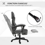 Chaise de bureau fauteuil gaming hauteur réglable dossier roulettes pivotantes repose-pied tissu en maille 58L x 63l x 112-122H cm gris noir