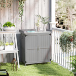 Armoire de jardin en bois abri de jardin avec 2 portes, toit à charnières et étagère, 74 x 43 x 88 cm, gris