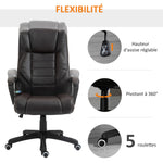 Fauteuil de bureau massant  fauteuil bureau ergonomique grand confort hauteur réglable fonction dossier à bascule revêtement synthétique brun