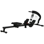 Rameur d'appartement pliable - .fr x FFHandball - 8 niveaux de résistance magnétique, écran LCD - acier noir blanc