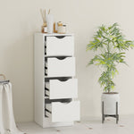 Badezimmerschrank, Aufbewahrungsschrank mit 4 Schubladen und Griffmulden, 29 x 29 x 83 cm, weiß