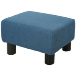 Pouf repose-pied tabouret bas en tissu de lin capacité de charge 110 Kg 40 x 30 x 24 cm bleu foncé