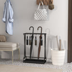 Steel Umbrella Stand with 21 Slots, 24 Hooks, Removable Drip Tray and Shelf, 50x24x68cm, Black