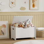 Children's toy chest with flip-top lid, children's storage chest, bear shape, 60 x 38 x 48 cm, white