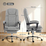 Fauteuil Bureau Massant Vibrant et Chauffant, Chaise Bureau Ergonomique en Velours Imprimé, Dossier Inclinable, Gris