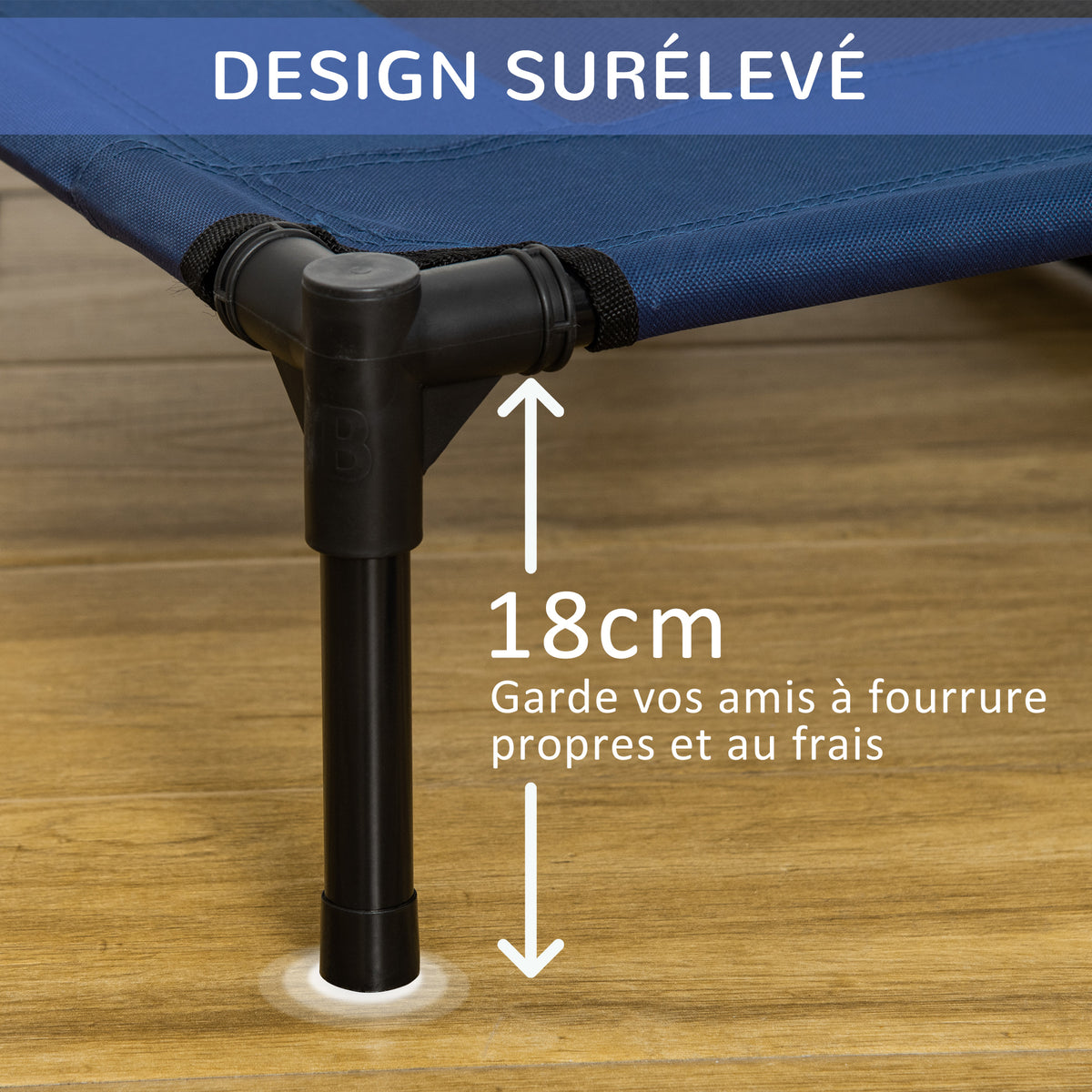 Cuccia rialzata XXL per cane gatto brandina per animali 92L x 76p x 18A cm blu navy