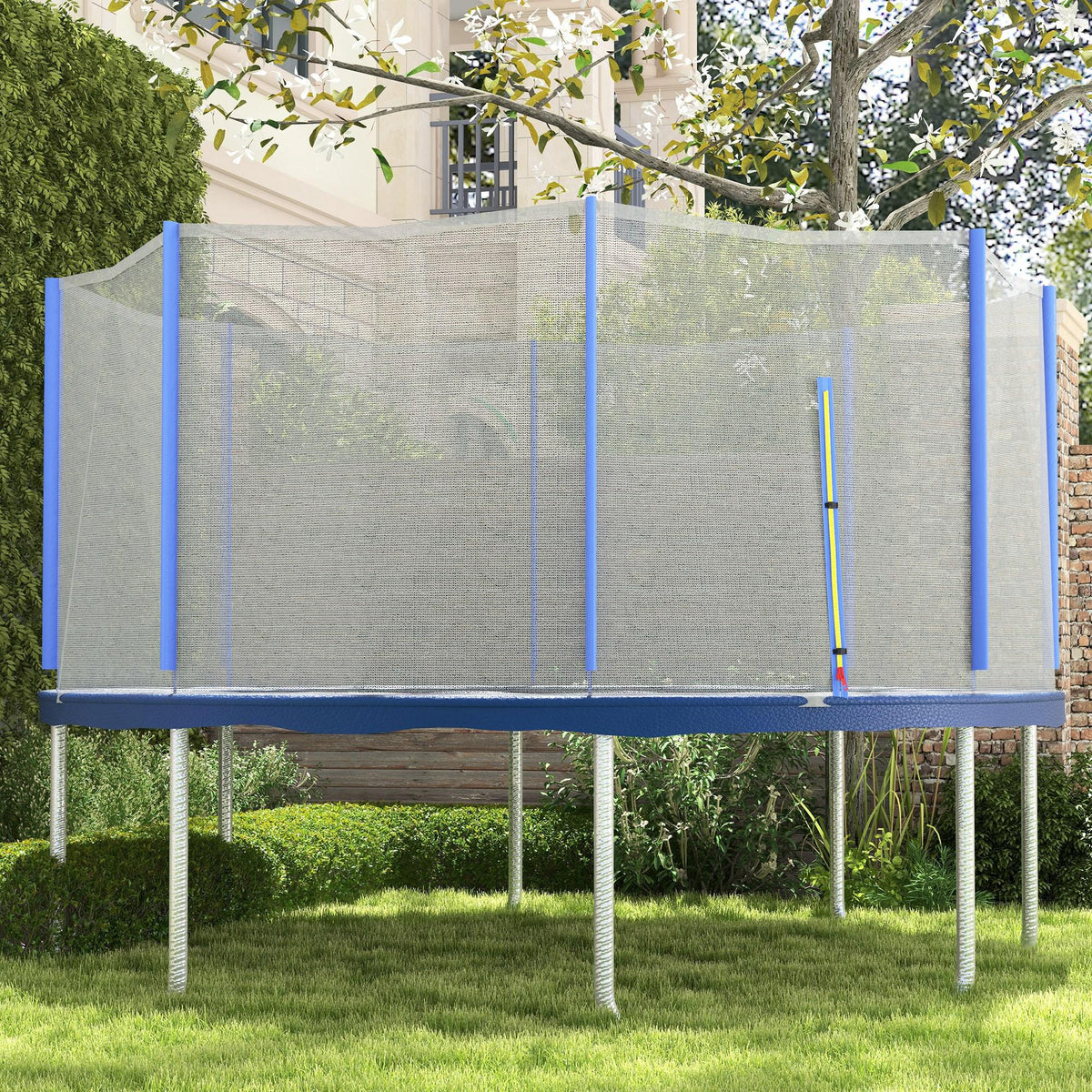 Filet de remplacement pour trampolines Ø 366 cm 8 poteaux droits filet de sécurité pour trampolines, entrée zippée
