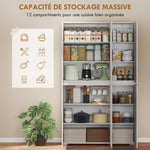 Credenza alta da cucina mobiletto da cucina lucido 6 ante a chiusura rallentata ripiani regolabili bianco