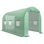 Serra da giardino a tunnel, superficie a terra 8 m², 4L x 2P x 2,05A m, telaio tubolare, porta con cerniera, 6 finestre avvolgibili, verde