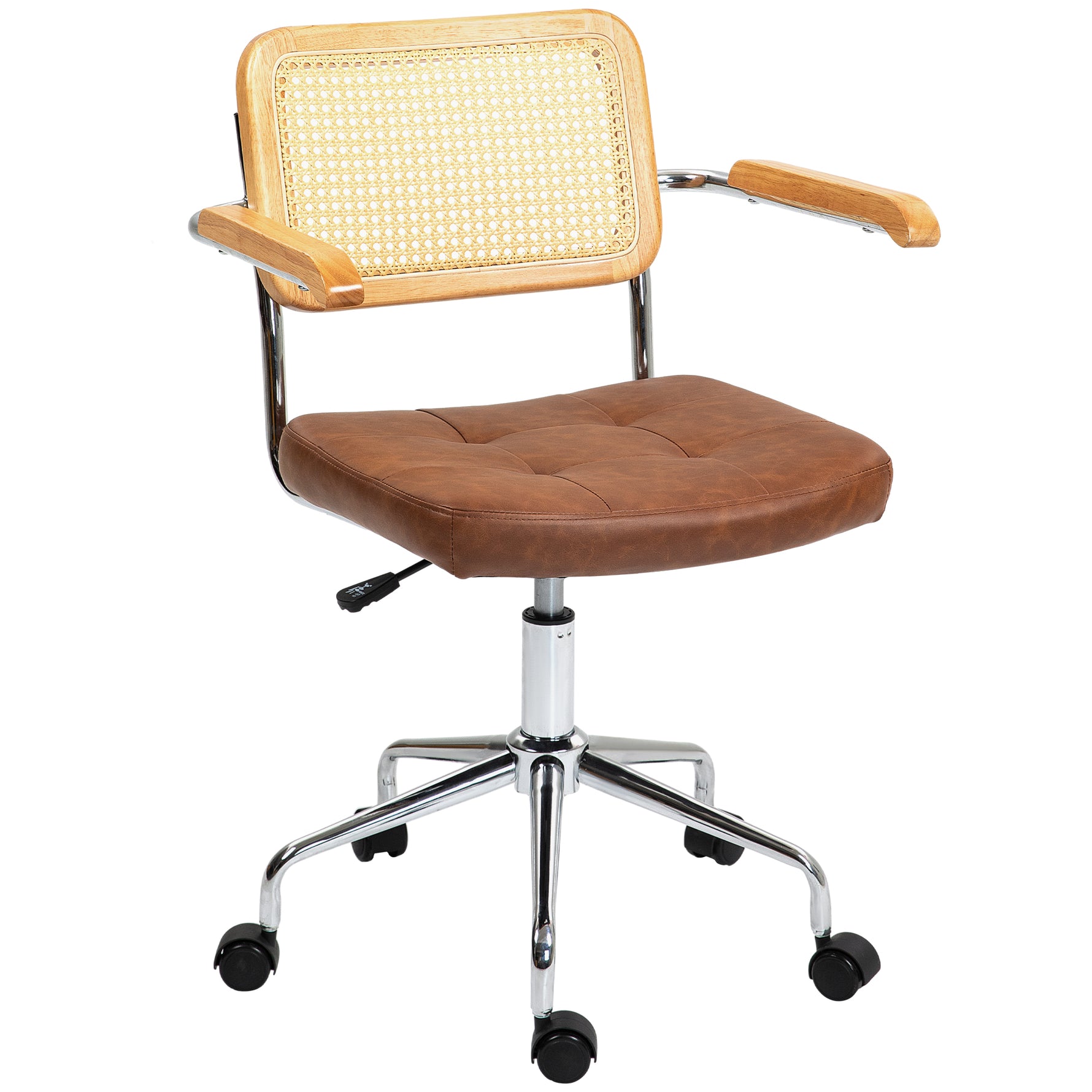 Chaise de bureau fauteuil de bureau fonction basculante hauteur réglable assise pivotante 60l x 55,5P x 82-90H cm marron