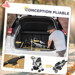 Poussette buggy pour chiens 77L x 45l x 99,5H cm pliable imperméable tissu 600D Oxford 4 roues gris
