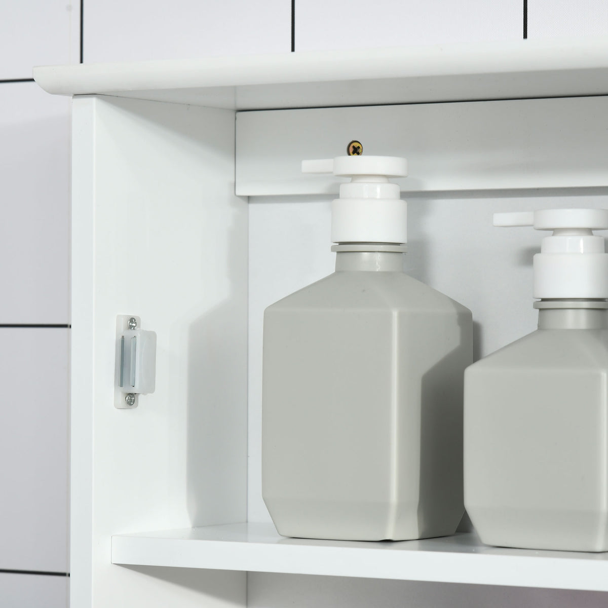Badezimmer-Wandschrank mit Spiegel - Spiegelschrank - WC-Aufbewahrungsschrank - 1 Tür, 2 Ablagen - Glas MDF Weiß