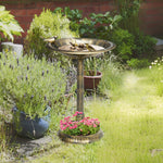 Bain d'oiseaux Abreuvoir, mangeoire pour Oiseaux jardinière 2 en 1 dim. Ø 50 x 72H cm polypropylène Bronze Antique