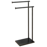 Porte-serviettes sur pied en acier avec 2 barres support pour serviette 35,5l x 20P x 78H cm - noir