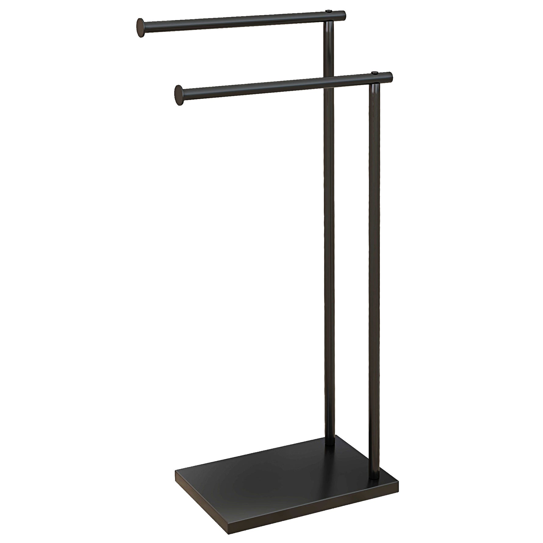 Porte-serviettes sur pied en acier avec 2 barres support pour serviette 35,5l x 20P x 78H cm - noir