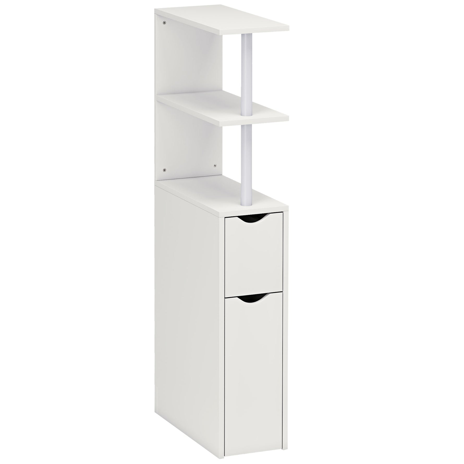 Meuble de salle de bain meuble de rangement avec tiroir sur roulettes, avec étagères ouvertes, 20 x 45 x 115 cm, blanc
