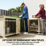 Armoire de jardin en bois, placard de jardin en bois avec étagères et double portes, 110 x 60 x 88,5 cm, bois naturel