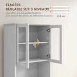 Buffet de cuisine meuble de rangement placard 2 portes 3 tiroirs et niche centrale dim. 68L x 38l x 172H cm MDF blanc