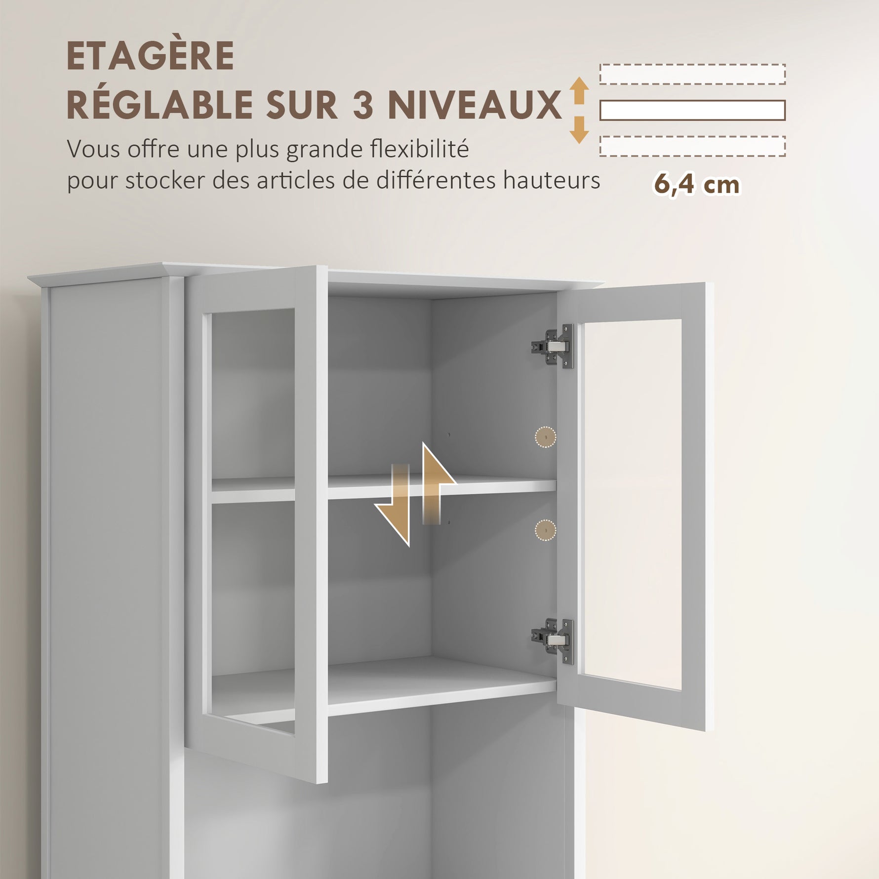 Buffet de cuisine meuble de rangement placard 2 portes 3 tiroirs et niche centrale dim. 68L x 38l x 172H cm MDF blanc