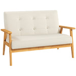 Canapé 2 places 115 cm canapé scandinave avec dossier capitonné, assise rembourrée et accoudoirs, beige