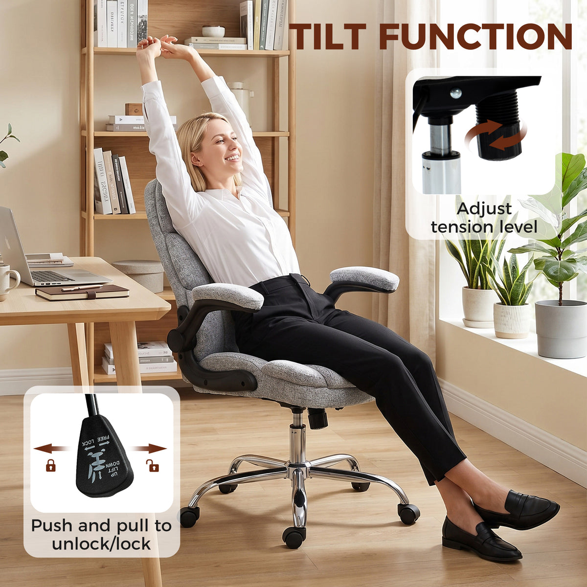 Fauteuil de bureau massant et chauffant, chaise de bureau ergonomique avec hauteur réglable, fonction à bascule, gris