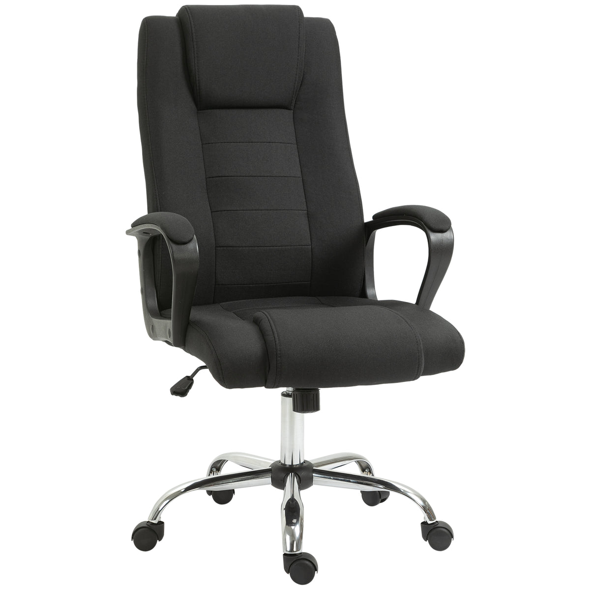 Fauteuil de bureau à roulettes chaise manager ergonomique pivotante hauteur réglable lin noir