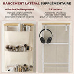 Cassettiera a 10 cassetti in tessuto, mobile contenitore con 4 tasche, 2 ganci, struttura in acciaio, 80 x 30 x 94,5 cm, beige