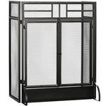 Pare-étincelles grille de protection pour cheminée pare-feu barrière de sécurité 3 volets pliables et porte 120 x 79 cm