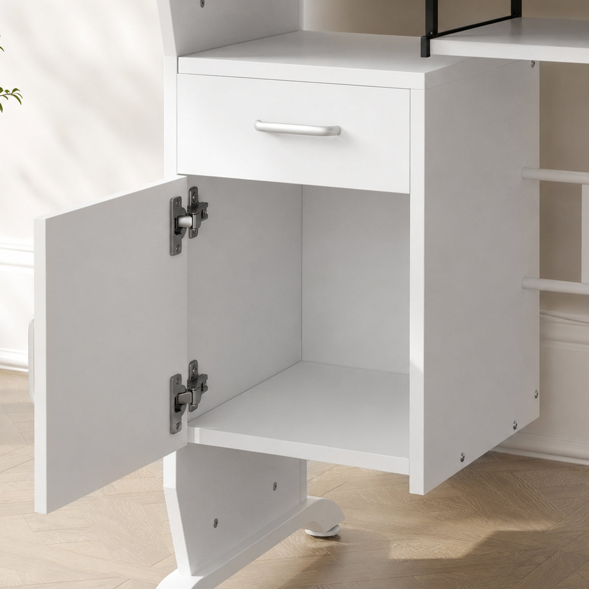 Bureau d'ordinateur, 100 x 52 x 75 cm, tablette coulissante pour clavier, tiroirs et support d'unité centrale, blanc