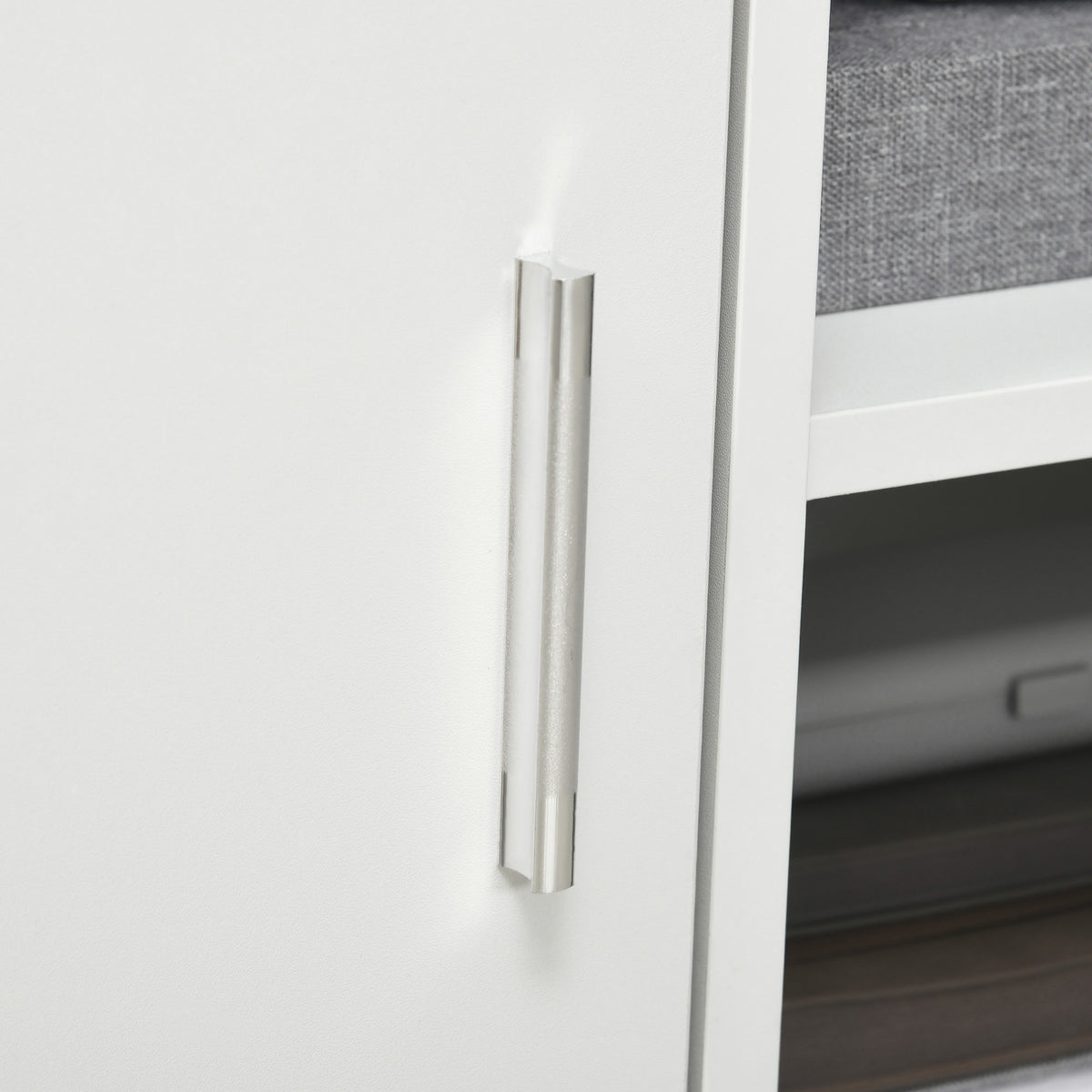 Support d'imprimante organiseur bureau caisson placard porte 3 niches + grand plateau panneaux particules blanc