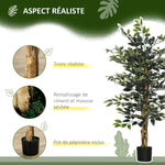Plante artificielle ficus tronc branches liane lichen feuilles grand réalisme pot inclus hauteur 1,3 m
