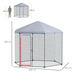 Enclos poulailler extérieur 5 m² parc grillagé dim. 2,8L x 2,45l x 2,46H - espace couvert - 5/8 poules