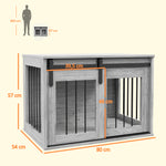 Cage caisse pour chien animaux intérieur porte coulissante, métal effet bois, dim. 57H x 80L x 54l cm