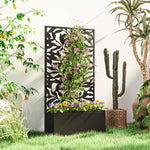 Jardinière avec treillis bac à fleurs rectangulaire grande taille panneau d'intimité métal 61 x 23 x 113 cm noir