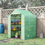 Serre de Jardin avec Étagères 3 Niveaux, Petite Serre de Balcon en Bâche PE 140 g/㎡ Renforcée 143 x 138 x 190 cm, Vert