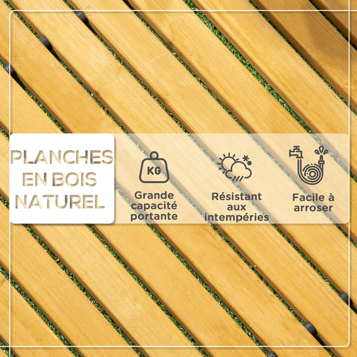 Allée chemin de jardin en lattes de bois enroulable - bois massif de pin 185 x 60 cm