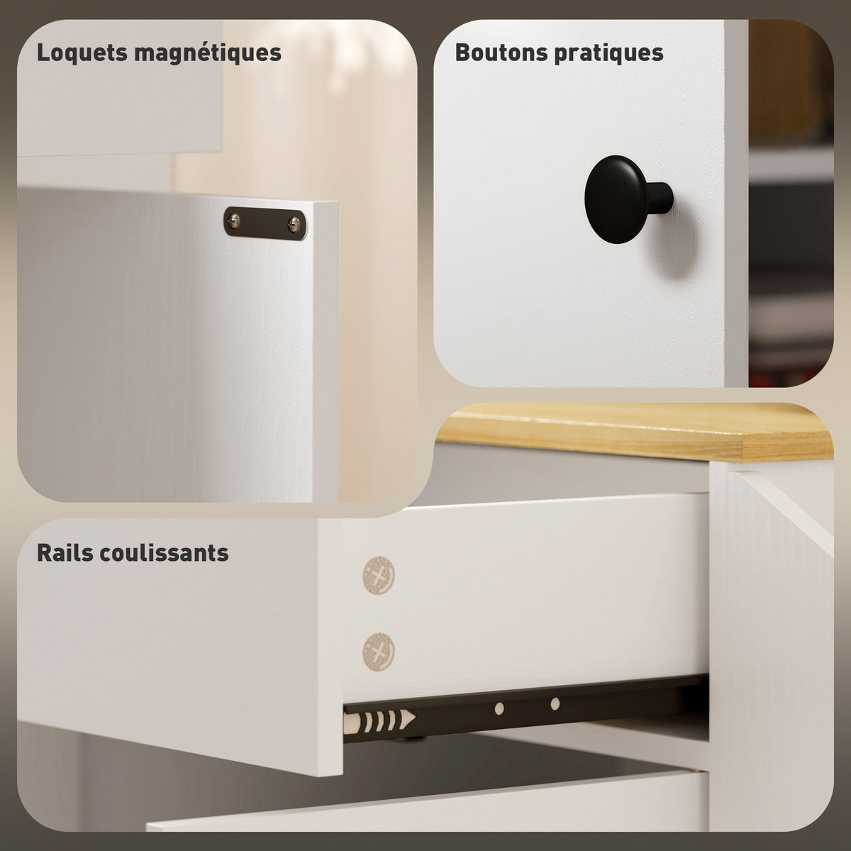 Îlot central cuisine mobile desserte cuisine avec tiroir étagère réglable placard à deux portes 82 x 38 x 86,5 cm blanc
