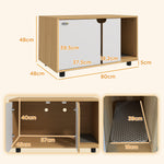 Meuble à litière maison de toilette sur pieds pour chat 2 en 1 portes style scandinave 80 x 48 x 48 cm naturel et blanc