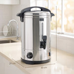 Distributeur d'Eau Chaude en Inox 8L 1500 W, 9 Niveaux de Température 30-110 °C, Maintien au Chaud, Robinet, Argenté