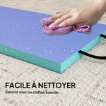 Tapis de gymnastique pliable portable, tapis de sport épais en 4 parties avec poignées, 180 x 60 x 5 cm, vert et violet
