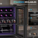 Cave à vin 16 bouteilles 42L, réfrigérateur à vin et boissons avec température réglable 5-18°C, porte en verre, noir